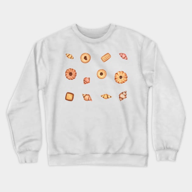 Cookies and mini-croissants Crewneck Sweatshirt by Flowersforbear
